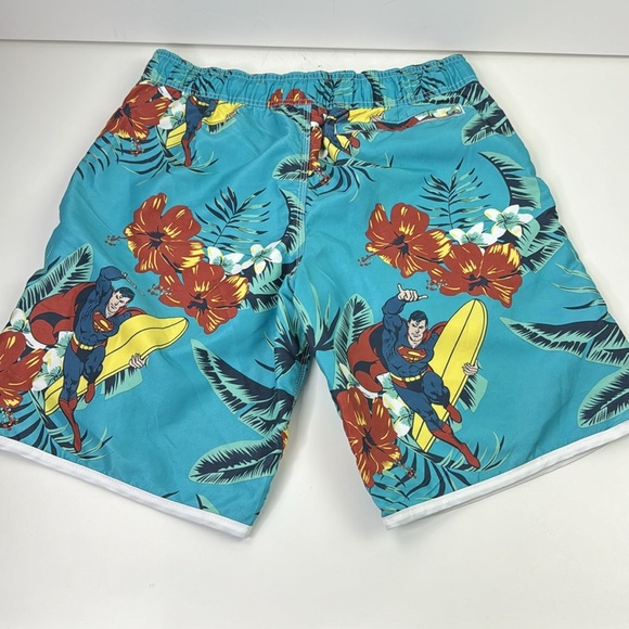 DC Comics Men's/Unisex Superman Surfing Tropical Blue Board Shorts - Picture 5 of 11
